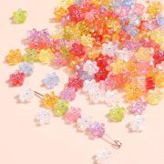 20个透明幻彩色迷你可爱小花朵串珠DIY手工发簪饰品耳环配件材料