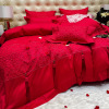 埃及全棉四六八件套大红高档婚庆纯棉被套床单床盖结婚刺绣支