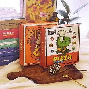 原创卡通瓦楞商用披萨盒子pizza打包外卖一次性食品7891012寸