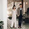 轻婚纱简约旅拍显瘦白色2022夏季韩版新娘结婚出门纱影楼主题服装