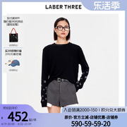 LABER THREE 24春季手工串珠长袖针织衫套头圆领打底衫上衣女