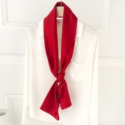 网红中国红丝巾女小长条大红色细窄搭西装衬衫装饰领巾绑包包长款