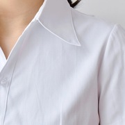 春夏白衬衫女修身显瘦竖条纹衬衣长职场品质短袖职业工作服特大码