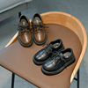 儿童演出小皮鞋2024年春季男女童英伦风复古黑色学院风单潮鞋