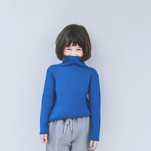 女童高领毛衣外穿冬季韩版儿童洋气宝蓝色套头内搭加厚针织衫秋冬