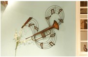 欧式创意铁艺长号壁饰挂件酒吧咖啡厅酒店装饰品音乐乐器壁挂墙饰