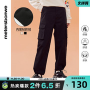 休闲裤女士2022秋冬工装裤，直筒束脚裤子黑色，显瘦百搭运动长裤