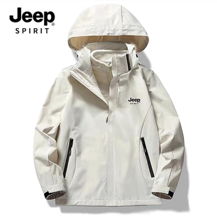 jeep吉普冲锋衣男女同，款秋冬户外三合一可拆卸两件套情侣风衣外套