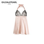 Gilda&Pearl挂脖蕾丝睡裙 真丝系带短裙睡裙女性感法式CHERIE系列