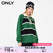 ONLY奥莱夏季时尚休闲百搭翻领宽松抽绳卫衣女