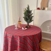 新年桌布红色方格子餐布长方形，家用台布艺茶几，结婚拍照高级感桌布