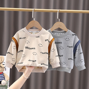 男童春秋长袖T恤宝宝洋气纯棉卫衣小童韩版假两件儿童打底衫上衣