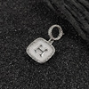 小芊s925纯银h字母方牌贝母，万能扣单独吊坠，女项链单坠配件3*1.5cm