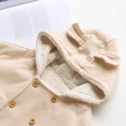 冬季颜色:棕色均尺码天然彩棉纯色韩版女双排扣加厚a类加绒披风