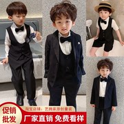 男童礼服钢琴表演服儿童韩版小西装帅气春秋西服套装马甲男孩花童