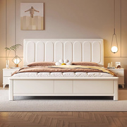 定制白色实木床简约现代奶油风北欧收纳床15米1米8主卧双人床大床