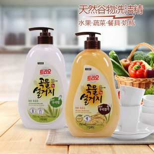 韩国进口爱敬小麦米糠洗洁精，天然植物餐具，果疏清洗剂无残留通用