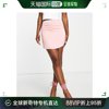 香港直邮潮奢 ASOS 女士jam 设计缎面曲线下摆粉色迷你半身裙