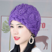 秋冬手工针织麻花边，羊毛贝雷羊毛针织帽，韩版编制加绒包头护耳帽子