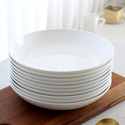盘子菜盘家用白色骨瓷餐具碟子，陶瓷餐盘套装，骨碟饺子盘深盘饭盘