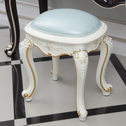 欧式简约白色实木梳妆台凳子田园，梳妆凳美甲化妆椅子卧室客厅坐凳