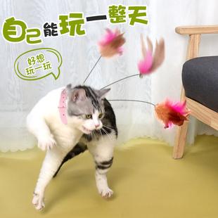 逗猫棒猫玩具自嗨猫咪解闷神器宠物玩的自动羽毛项圈逗猫用品大全