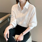 美式复古时尚长袖衬衫女韩版小众设计原宿风百搭气质潮流衬衣上衣