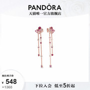 Pandora潘多拉粉色扇子耳坠玫瑰金色粉色渐变闪石轻奢精致中国风