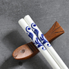 青花瓷釉中彩陶瓷筷子5双10双骨瓷家用高档餐具送礼中式复古国风