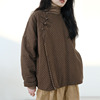 中式复古斜襟纯棉波点宽松廓形加厚棉衣，禅意个性夹棉外套女短款