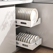 定制橱柜拉篮内置抽屉厨房碗碟置物架改造厨柜沥水调料整理收纳杂