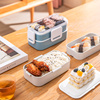 。日式双层饭盒便当盒上班族女学生可微波炉加热分隔便携带餐盒套
