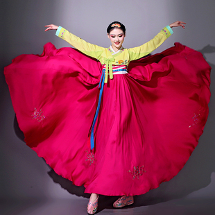 朝鲜舞蹈服装演出服女2023民族风民间丽人扇子舞艺考裙子