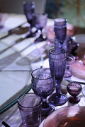 紫色系列浪漫的复古美式原色料外贸，中古玻璃餐具水杯甜品杯盘