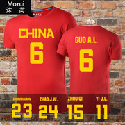 中国国家队男篮世界杯易建联郭艾伦(郭，艾伦)球衣服，短袖t恤衫男女半袖衣服