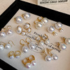 真金电镀银针法式复古锆石珍珠，耳环时尚通勤百搭耳钉高级感耳饰女