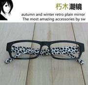 超轻韩版大框豹纹眼镜架非主流，潮男女余文乐同款复古无镜片眼镜框