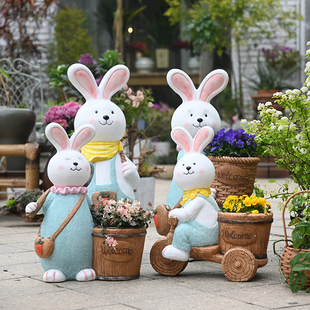 兔子多肉花盆绿植盆栽户外花园装饰摆件庭院阳台布置幼儿园植物角