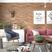 咖色现代简约抽象波浪，条纹墙纸卧室客厅，电视背景墙壁纸高档鹿皮绒