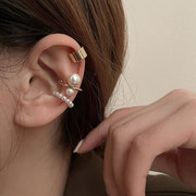 三件套珍珠耳骨夹女法式感耳夹耳环2022年小众无耳洞耳饰