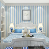 蓝色竖条纹墙纸自粘无纺布，壁纸客厅卧室地中海，风格儿童房装饰贴纸