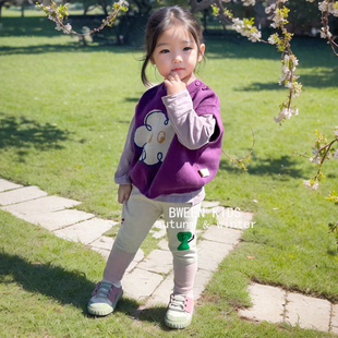 韩国童装女童马甲春季针织洋气宝宝韩版宽松上衣儿童花朵背心