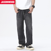 Jasonwood/坚持我的美式复古高街vibe潮流水洗牛仔裤宽松休闲裤子