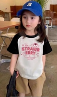女童插件草莓熊纯棉(熊纯棉，)短袖t恤夏季潮流，儿童半袖宝宝夏装小女孩上衣