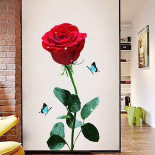 婚庆立体玫瑰贴画沙发电视背景墙，贴浪漫情侣，卧室客厅装饰墙壁贴纸