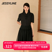 杰茜莱黑色气质茶歇法式显瘦连衣裙高级感夏季裙子 jessyline