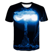 亚马逊欧美外贸3d蘑菇云骷髅，数码印花男女圆领大码短袖t恤衫