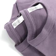 300g重磅碳素磨毛黑布林紫色，短袖t恤纯棉浅紫色，宽松体恤男女款tee