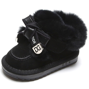 雪地靴女童冬季加绒加厚2022韩版黑色公主短靴婴儿鞋短筒学步