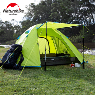 naturehike挪客露营帐篷，双层户外野营加厚防雨3-4人沙滩海边野餐